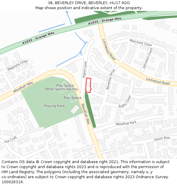 38, BEVERLEY DRIVE, BEVERLEY, HU17 9GG: Location map and indicative extent of plot