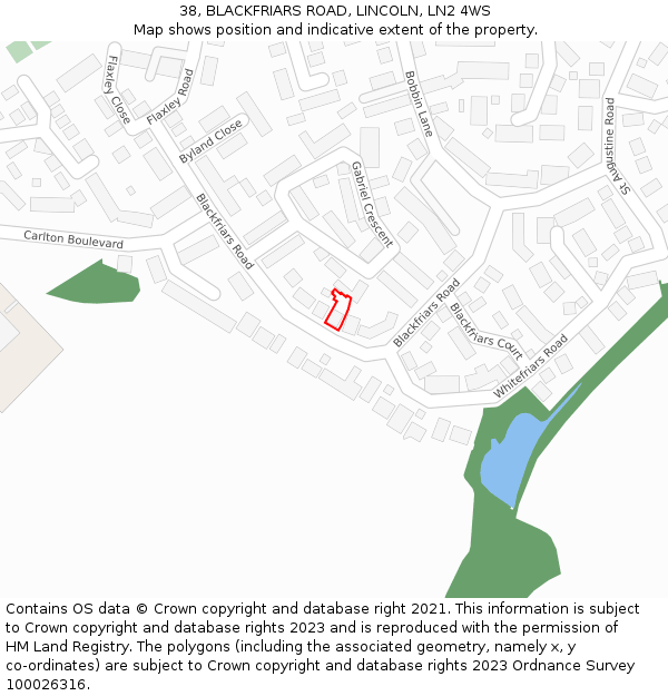 38, BLACKFRIARS ROAD, LINCOLN, LN2 4WS: Location map and indicative extent of plot