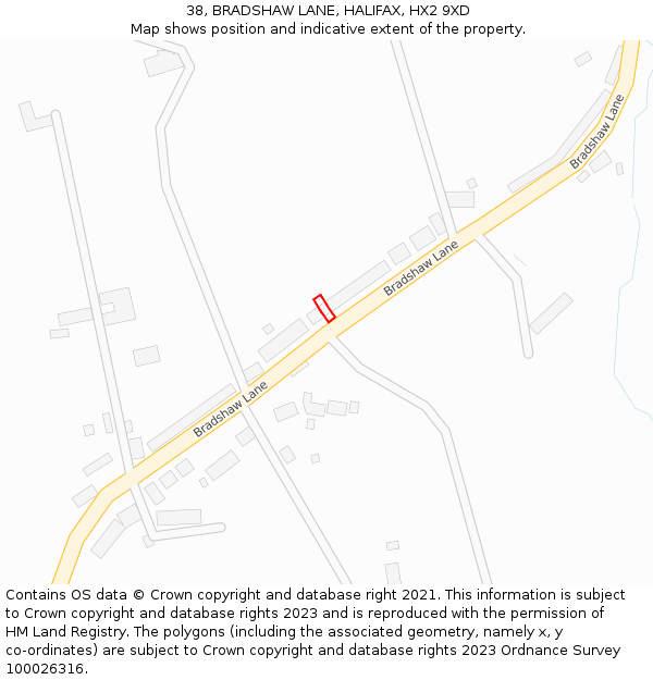 38, BRADSHAW LANE, HALIFAX, HX2 9XD: Location map and indicative extent of plot