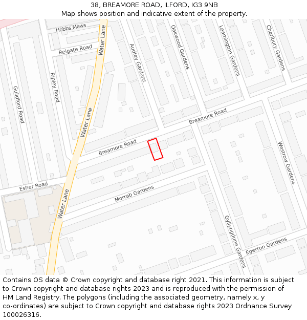 38, BREAMORE ROAD, ILFORD, IG3 9NB: Location map and indicative extent of plot