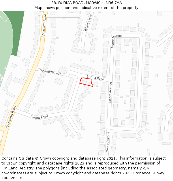 38, BURMA ROAD, NORWICH, NR6 7AA: Location map and indicative extent of plot