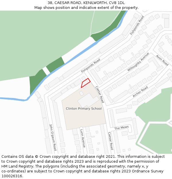 38, CAESAR ROAD, KENILWORTH, CV8 1DL: Location map and indicative extent of plot
