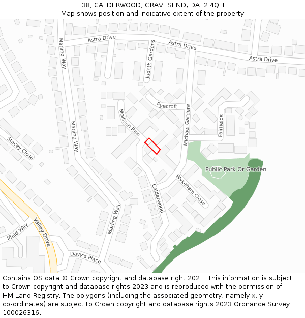 38, CALDERWOOD, GRAVESEND, DA12 4QH: Location map and indicative extent of plot
