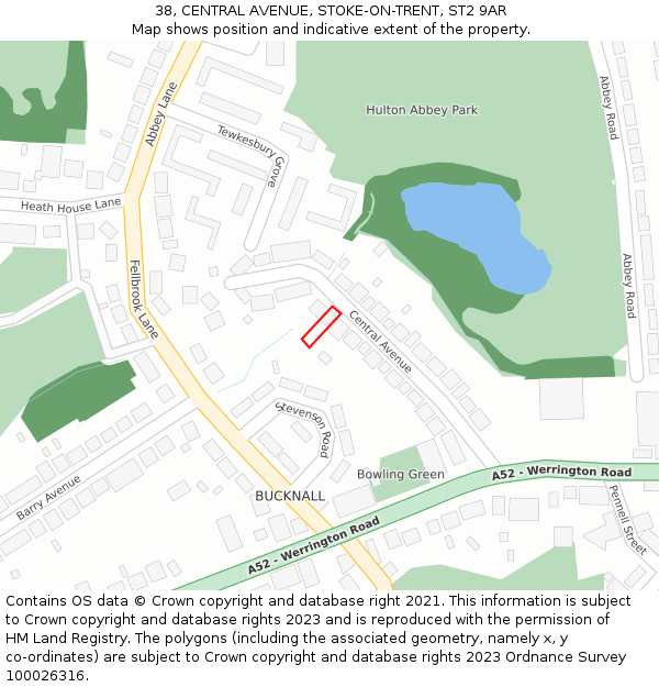 38, CENTRAL AVENUE, STOKE-ON-TRENT, ST2 9AR: Location map and indicative extent of plot