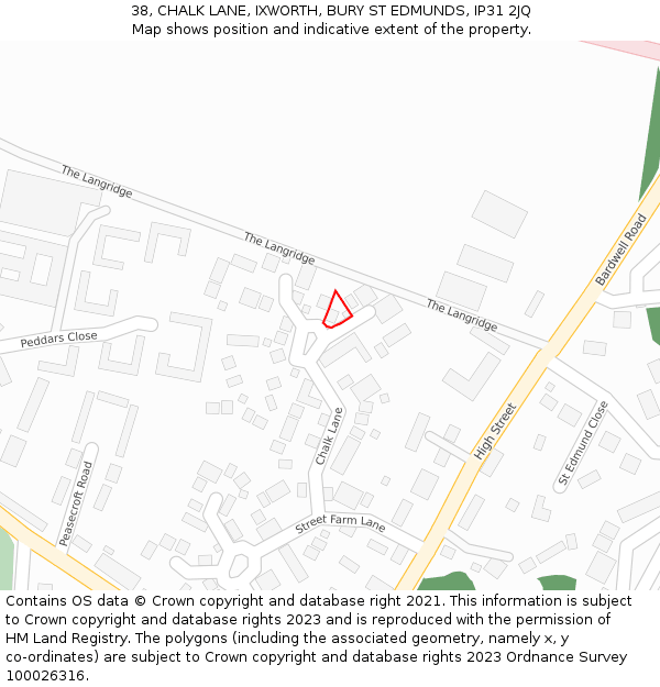 38, CHALK LANE, IXWORTH, BURY ST EDMUNDS, IP31 2JQ: Location map and indicative extent of plot