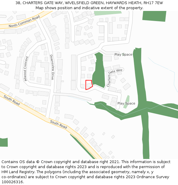 38, CHARTERS GATE WAY, WIVELSFIELD GREEN, HAYWARDS HEATH, RH17 7EW: Location map and indicative extent of plot