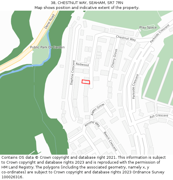 38, CHESTNUT WAY, SEAHAM, SR7 7RN: Location map and indicative extent of plot