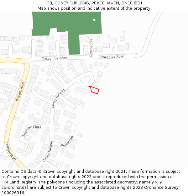 38, CONEY FURLONG, PEACEHAVEN, BN10 8EH: Location map and indicative extent of plot