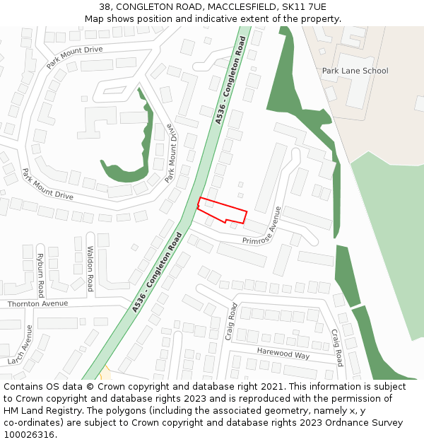 38, CONGLETON ROAD, MACCLESFIELD, SK11 7UE: Location map and indicative extent of plot