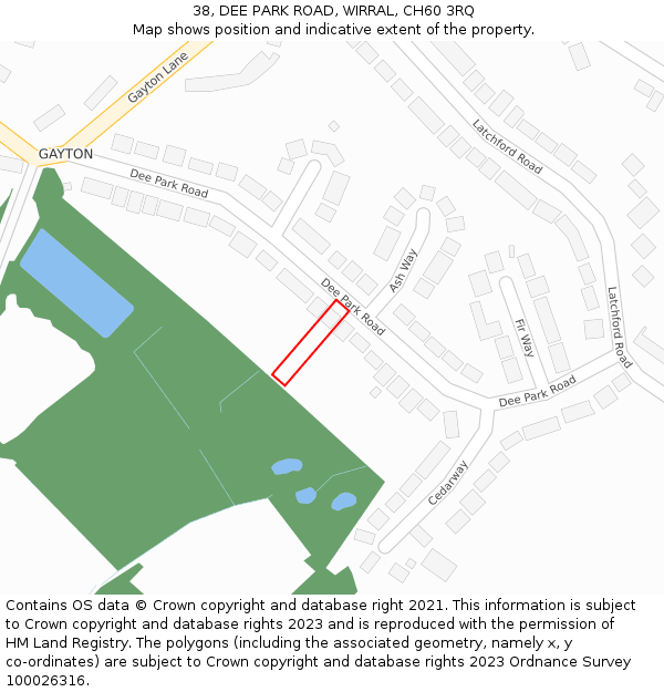 38, DEE PARK ROAD, WIRRAL, CH60 3RQ: Location map and indicative extent of plot