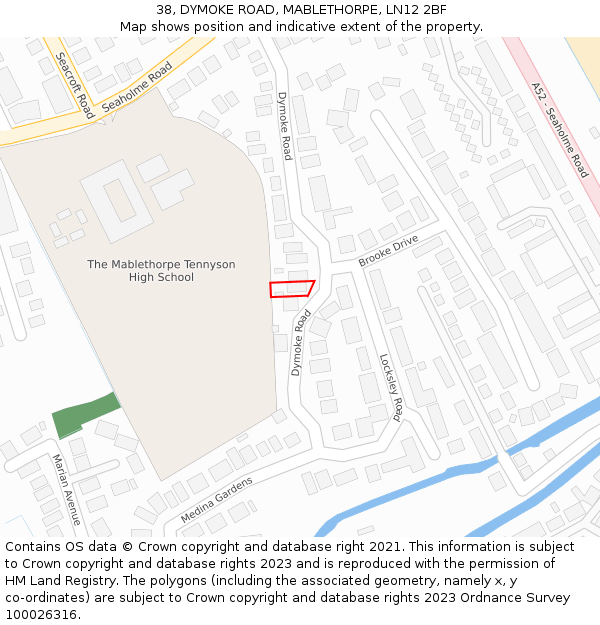 38, DYMOKE ROAD, MABLETHORPE, LN12 2BF: Location map and indicative extent of plot