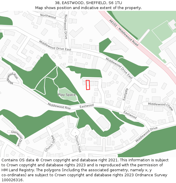 38, EASTWOOD, SHEFFIELD, S6 1TU: Location map and indicative extent of plot