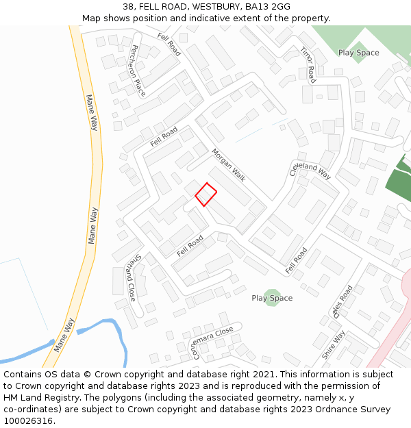 38, FELL ROAD, WESTBURY, BA13 2GG: Location map and indicative extent of plot