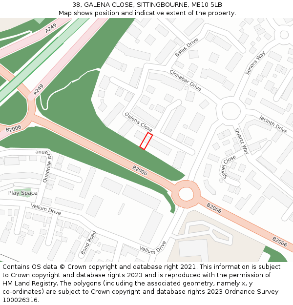 38, GALENA CLOSE, SITTINGBOURNE, ME10 5LB: Location map and indicative extent of plot