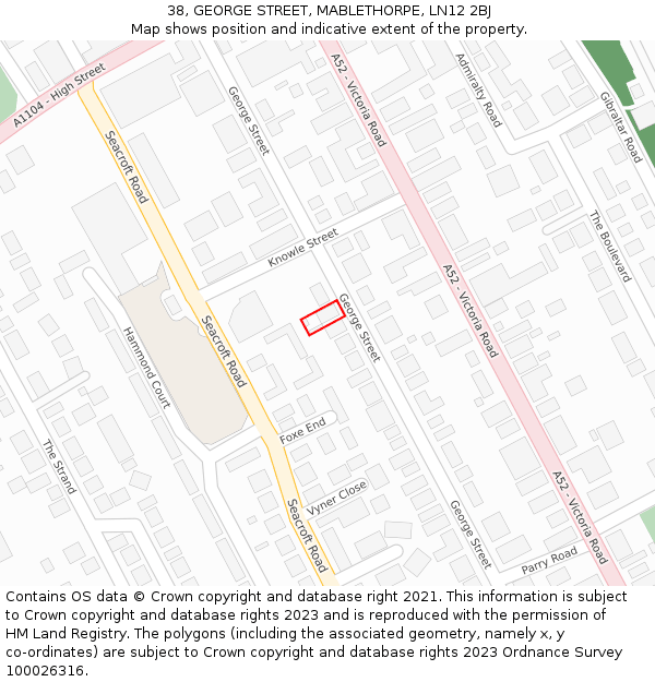 38, GEORGE STREET, MABLETHORPE, LN12 2BJ: Location map and indicative extent of plot