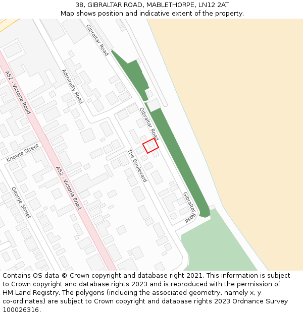 38, GIBRALTAR ROAD, MABLETHORPE, LN12 2AT: Location map and indicative extent of plot