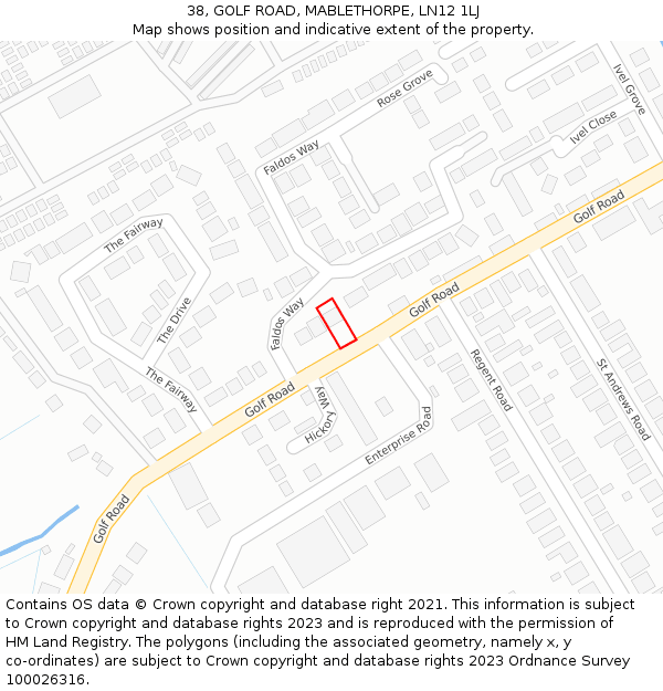 38, GOLF ROAD, MABLETHORPE, LN12 1LJ: Location map and indicative extent of plot