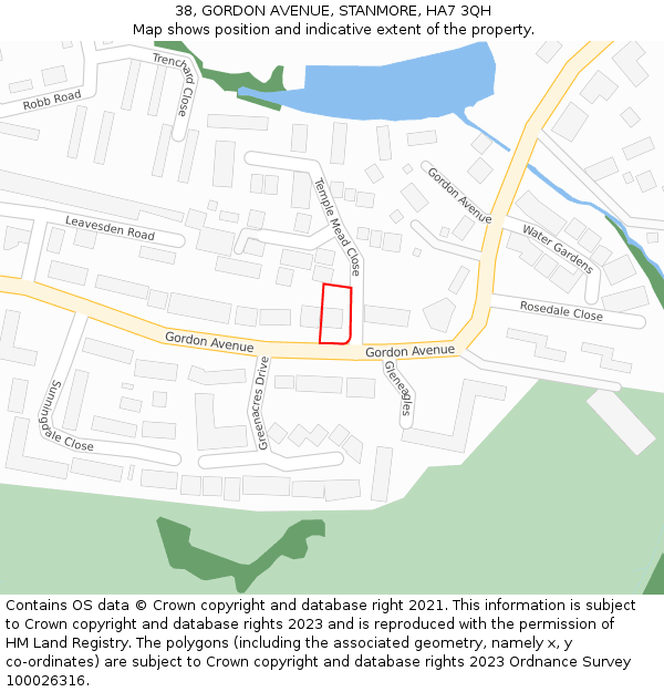 38, GORDON AVENUE, STANMORE, HA7 3QH: Location map and indicative extent of plot