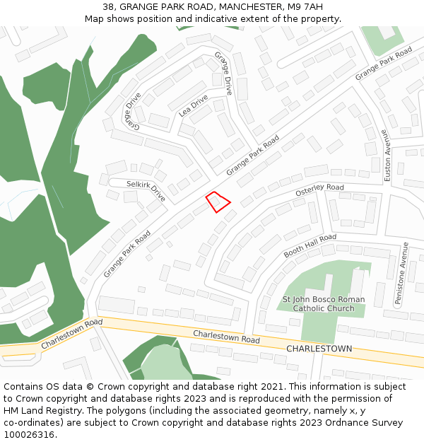 38, GRANGE PARK ROAD, MANCHESTER, M9 7AH: Location map and indicative extent of plot