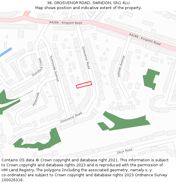 38, GROSVENOR ROAD, SWINDON, SN1 4LU: Location map and indicative extent of plot