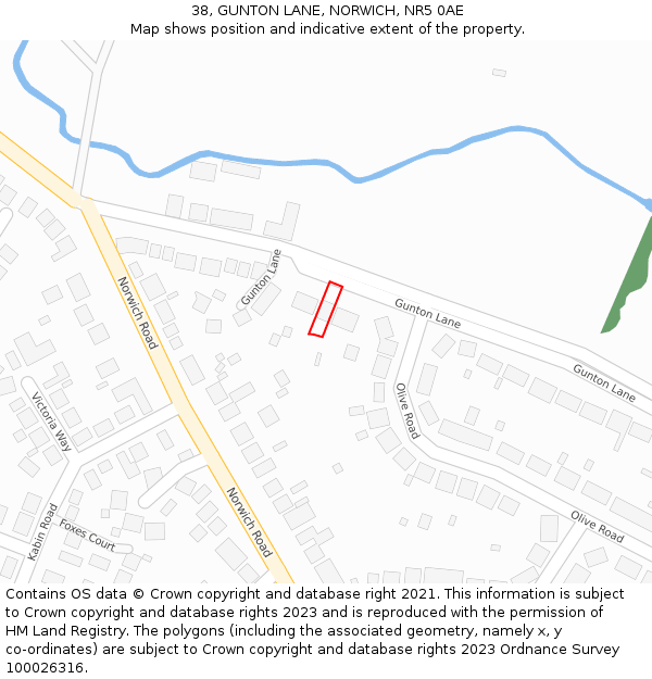 38, GUNTON LANE, NORWICH, NR5 0AE: Location map and indicative extent of plot
