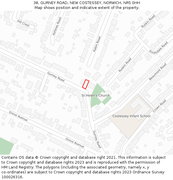 38, GURNEY ROAD, NEW COSTESSEY, NORWICH, NR5 0HH: Location map and indicative extent of plot