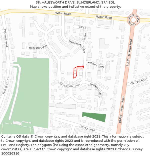 38, HALESWORTH DRIVE, SUNDERLAND, SR4 8DL: Location map and indicative extent of plot