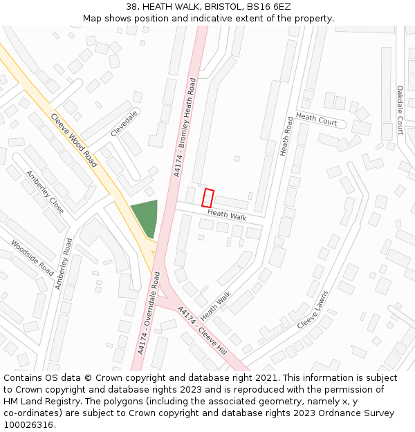 38, HEATH WALK, BRISTOL, BS16 6EZ: Location map and indicative extent of plot