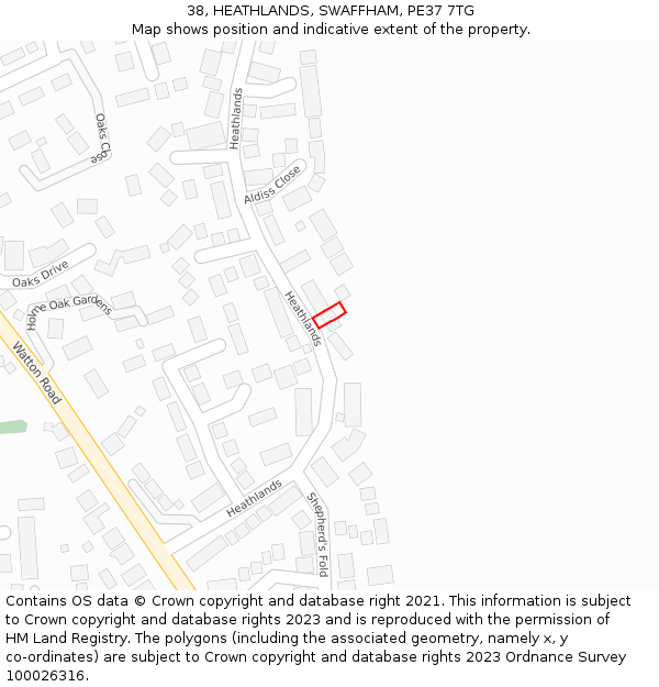 38, HEATHLANDS, SWAFFHAM, PE37 7TG: Location map and indicative extent of plot