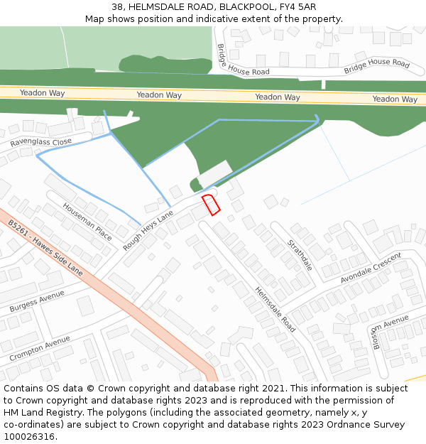 38, HELMSDALE ROAD, BLACKPOOL, FY4 5AR: Location map and indicative extent of plot
