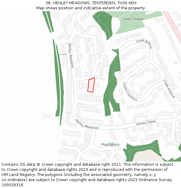 38, HENLEY MEADOWS, TENTERDEN, TN30 6EN: Location map and indicative extent of plot