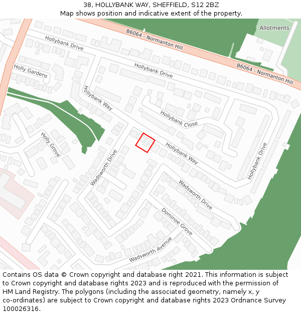 38, HOLLYBANK WAY, SHEFFIELD, S12 2BZ: Location map and indicative extent of plot