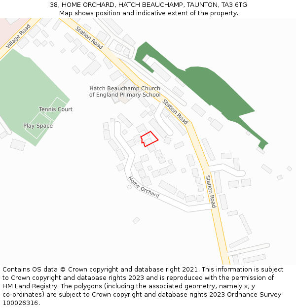 38, HOME ORCHARD, HATCH BEAUCHAMP, TAUNTON, TA3 6TG: Location map and indicative extent of plot