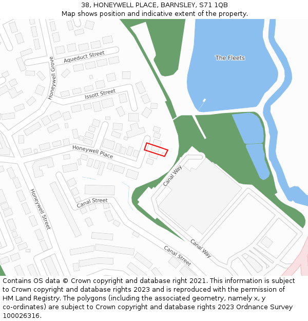 38, HONEYWELL PLACE, BARNSLEY, S71 1QB: Location map and indicative extent of plot