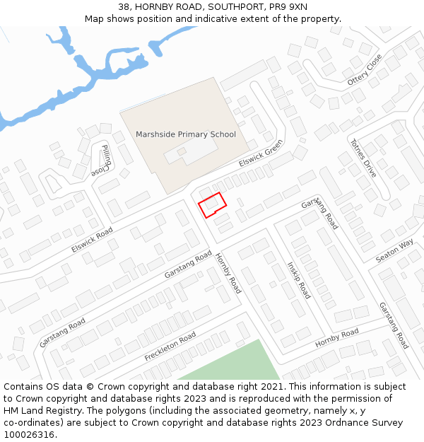 38, HORNBY ROAD, SOUTHPORT, PR9 9XN: Location map and indicative extent of plot