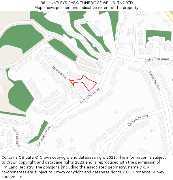 38, HUNTLEYS PARK, TUNBRIDGE WELLS, TN4 9TD: Location map and indicative extent of plot