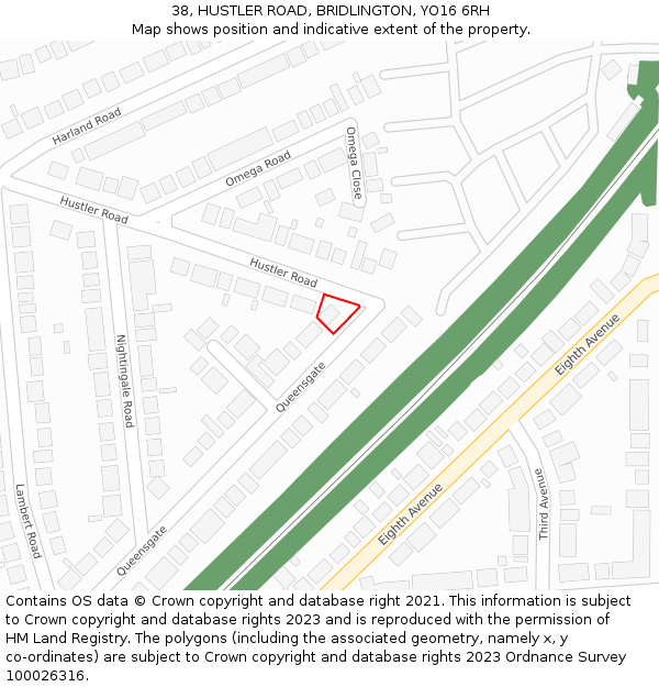 38, HUSTLER ROAD, BRIDLINGTON, YO16 6RH: Location map and indicative extent of plot