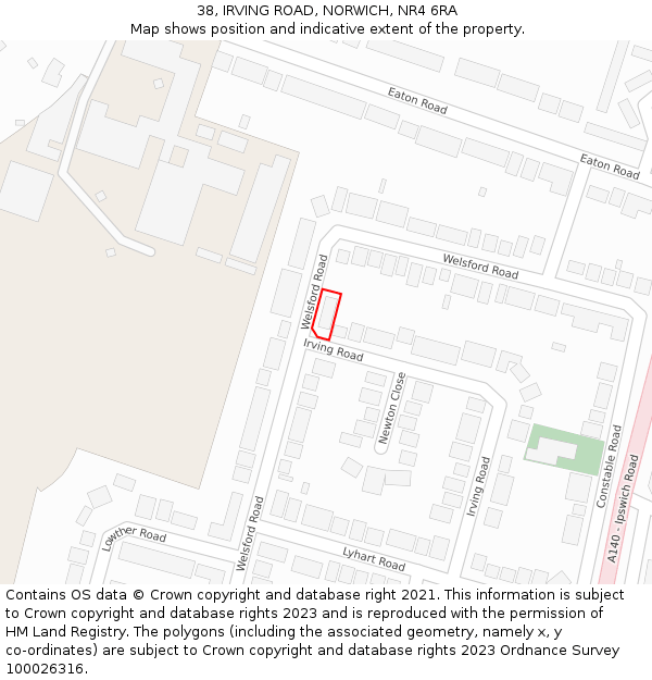 38, IRVING ROAD, NORWICH, NR4 6RA: Location map and indicative extent of plot