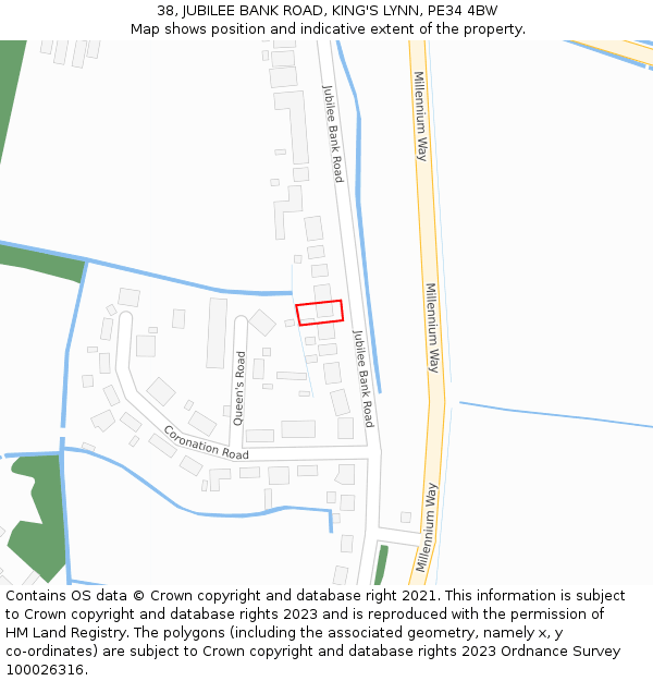 38, JUBILEE BANK ROAD, KING'S LYNN, PE34 4BW: Location map and indicative extent of plot
