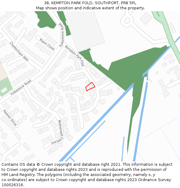 38, KEMPTON PARK FOLD, SOUTHPORT, PR8 5PL: Location map and indicative extent of plot