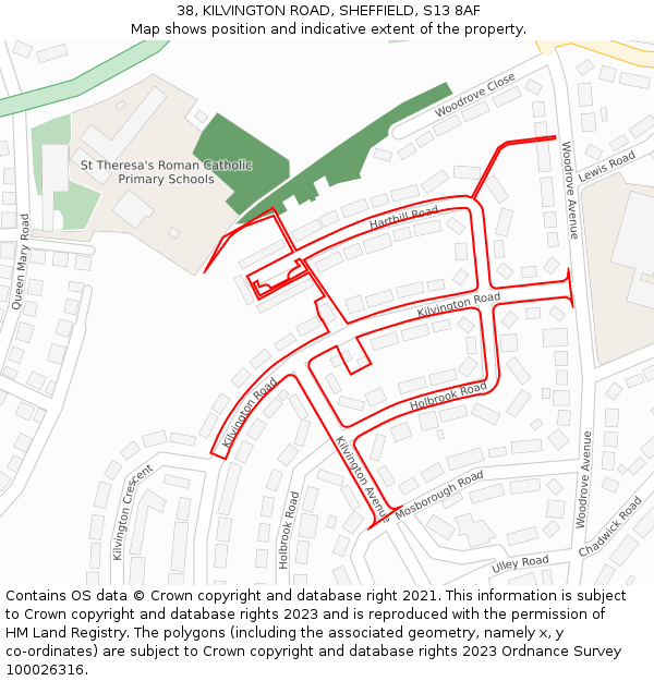 38, KILVINGTON ROAD, SHEFFIELD, S13 8AF: Location map and indicative extent of plot