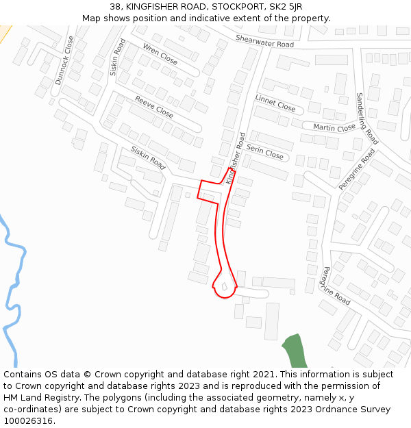 38, KINGFISHER ROAD, STOCKPORT, SK2 5JR: Location map and indicative extent of plot
