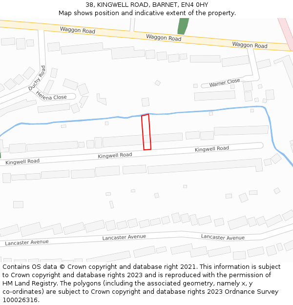 38, KINGWELL ROAD, BARNET, EN4 0HY: Location map and indicative extent of plot