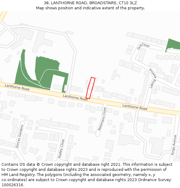 38, LANTHORNE ROAD, BROADSTAIRS, CT10 3LZ: Location map and indicative extent of plot