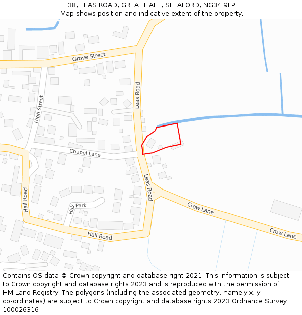 38, LEAS ROAD, GREAT HALE, SLEAFORD, NG34 9LP: Location map and indicative extent of plot