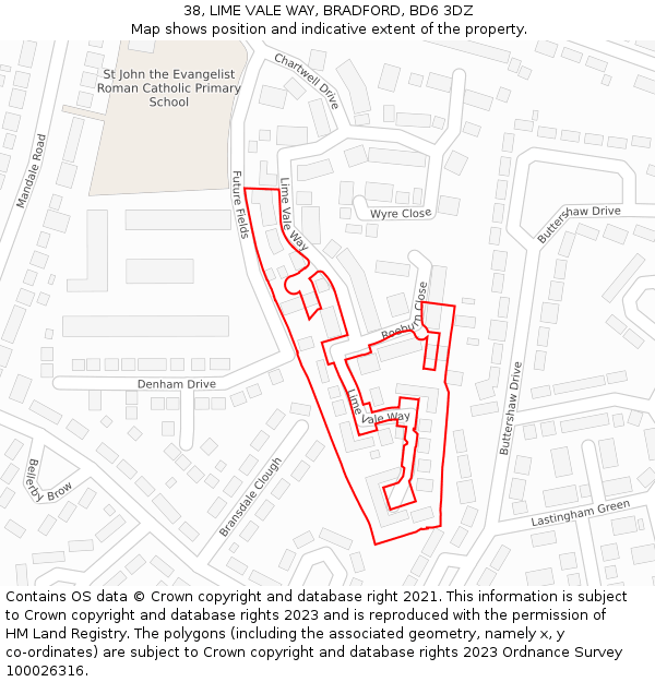 38, LIME VALE WAY, BRADFORD, BD6 3DZ: Location map and indicative extent of plot