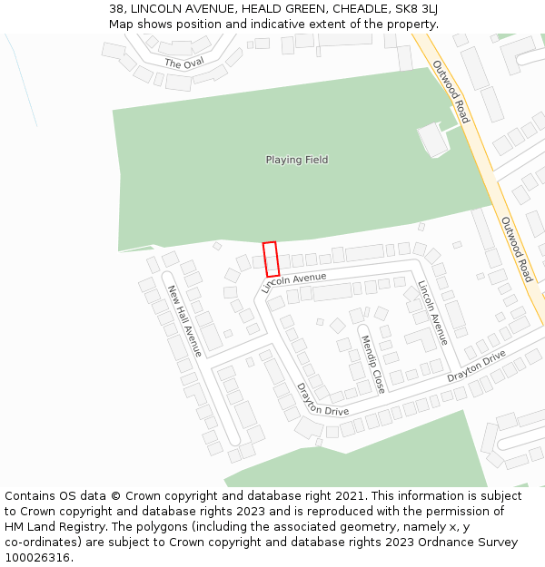 38, LINCOLN AVENUE, HEALD GREEN, CHEADLE, SK8 3LJ: Location map and indicative extent of plot