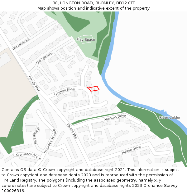 38, LONGTON ROAD, BURNLEY, BB12 0TF: Location map and indicative extent of plot
