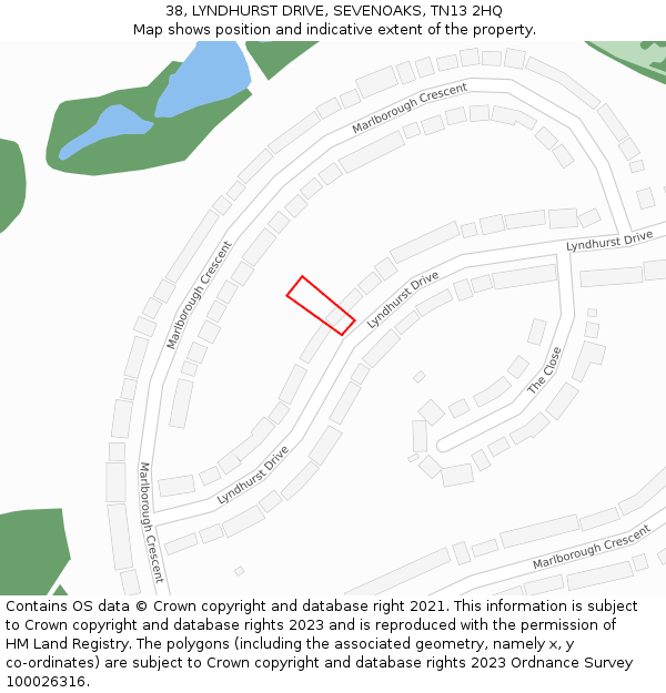 38, LYNDHURST DRIVE, SEVENOAKS, TN13 2HQ: Location map and indicative extent of plot