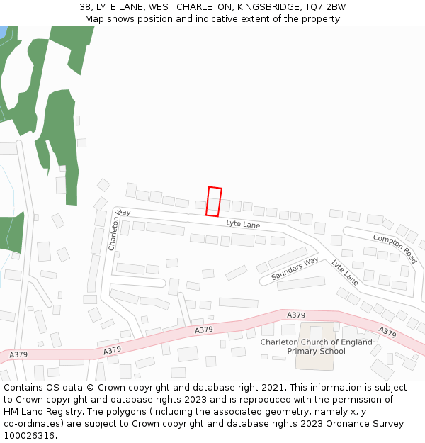 38, LYTE LANE, WEST CHARLETON, KINGSBRIDGE, TQ7 2BW: Location map and indicative extent of plot